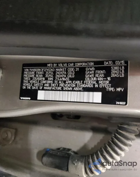 2015 Volvo Xc60 T6 Premier из США, поврежденный, VIN YV4902RK3F2745343